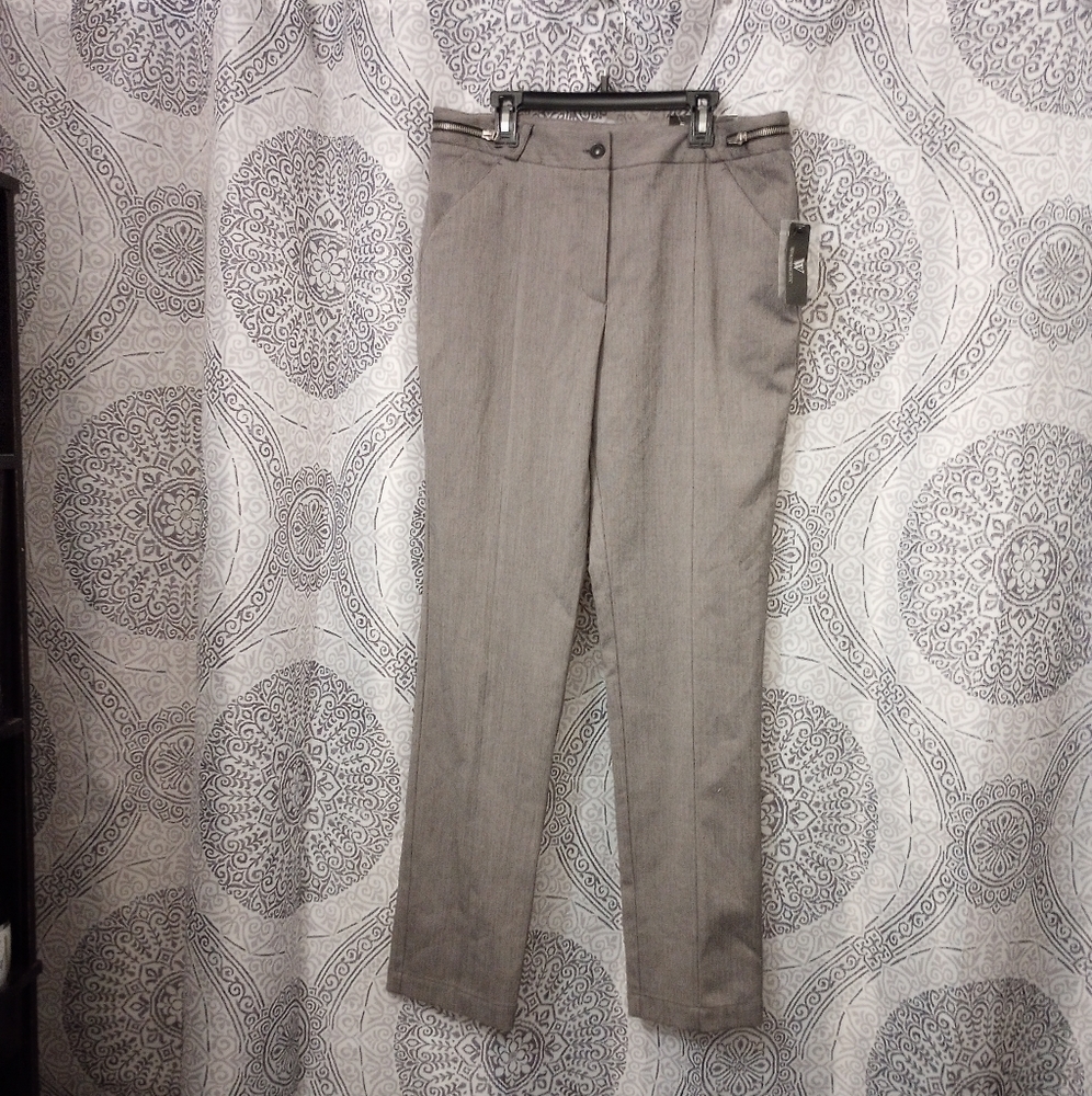NWTWorthington Grey Slacks Trousers Zipper Waist Detail Dress Pants WomenSize 10 - Picture 4 of 16